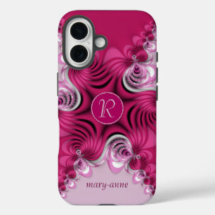 Coques iPhone 16 Fractal rose flèches Monogramme Nom iPhone6 Case