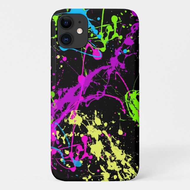 Coques Case-Mate iPhone Fraîchement rétro Paint Splatter Neon 80s 90s (Dos)