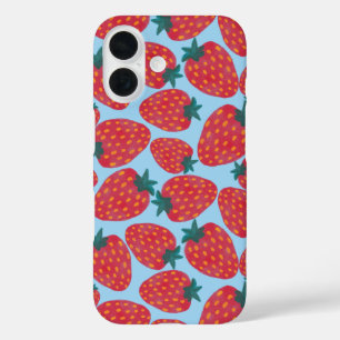 Coque Pour iPhone 16 Fraise bleu