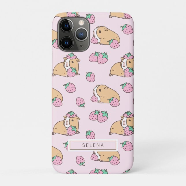 Coques Case-Mate iPhone Fraise et cochon de Guinée rose (Dos)