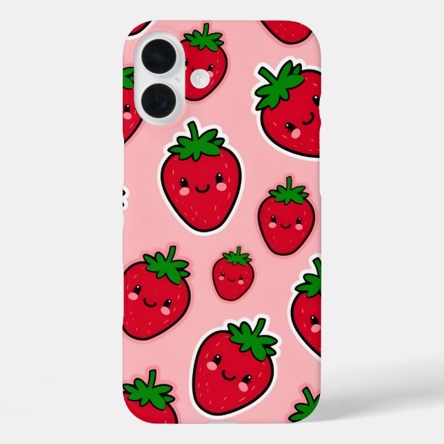 Coques Case-Mate iPhone Fraise souriante aux joues roses (Verso)