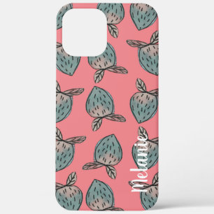 Case-Mate iPhone Case Fraises à l'aquarelle Monogramme rose bleu  