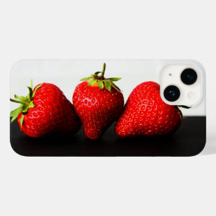 Coque Pour iPhone 14 Fraises Blancs Sur Iphcna Noir