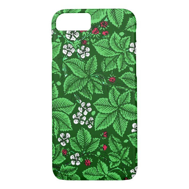 Coques Case-Mate iPhone Fraises et Feuilles Art Nouveau, Emerald Green (Dos)