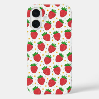 Coque Pour iPhone 16 Fraises mignonnes et étoiles