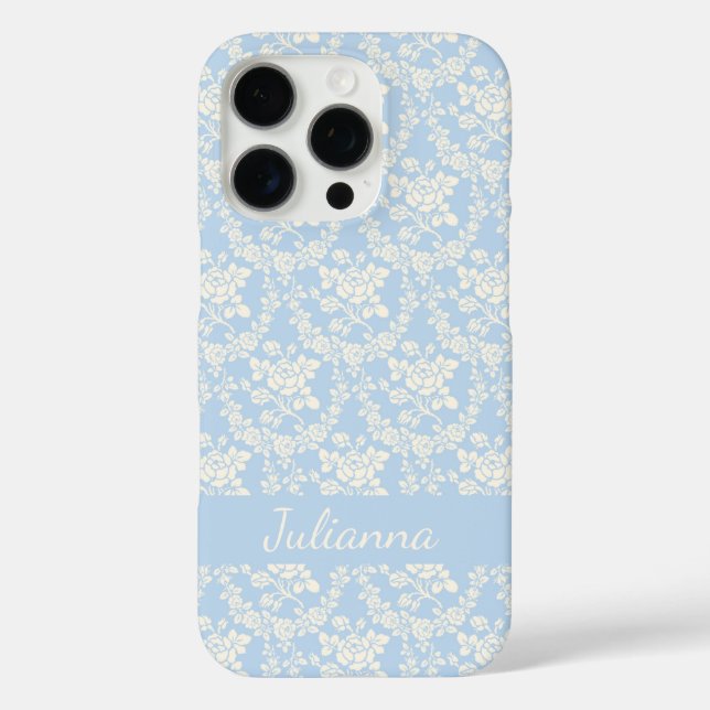 Coques Case-Mate iPhone Français Pays Bleu Bleu Floral Personnalisé (Verso)