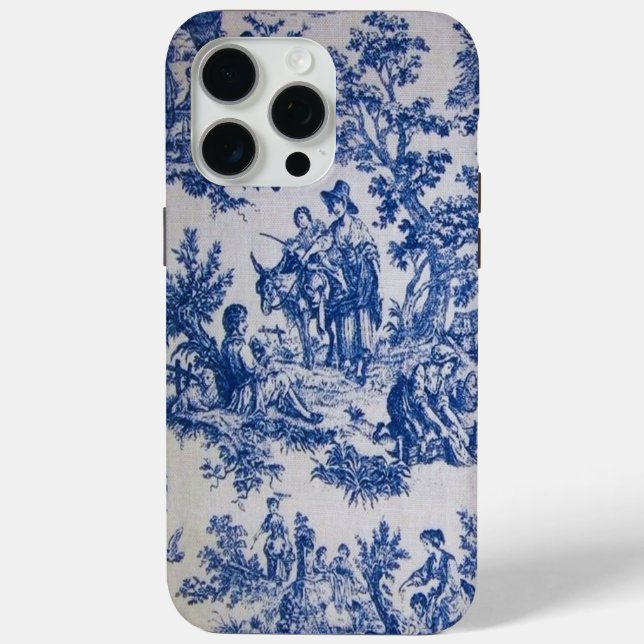 Coques Case-Mate iPhone Française toile de jouy bleu et blanc élégant (Verso)