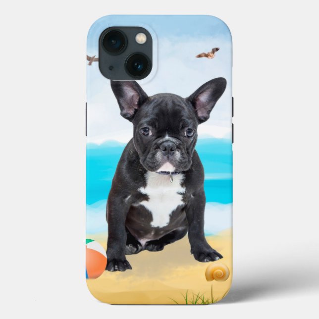 Coques Case-Mate iPhone French Bulldog sur la plage (Verso)