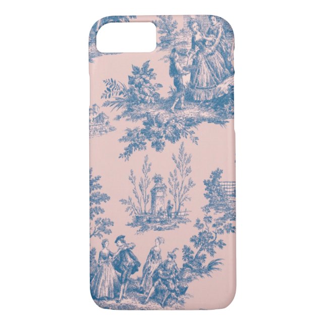 Coques Case-Mate iPhone French toile de jouy rose et blanc élégant (Dos)