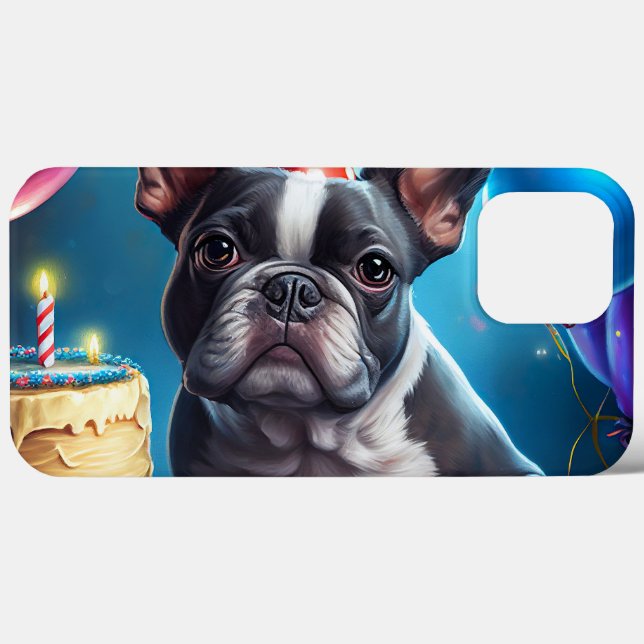 Coques Case-Mate iPhone Frenchie Birthday Bash : Un mignon Bulldog françai (Verso (horizontal))