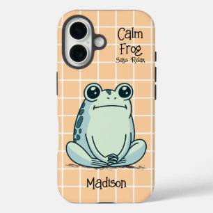 Coque Pour iPhone 16 Frog Calme Dit Relax Funky Personnalisé