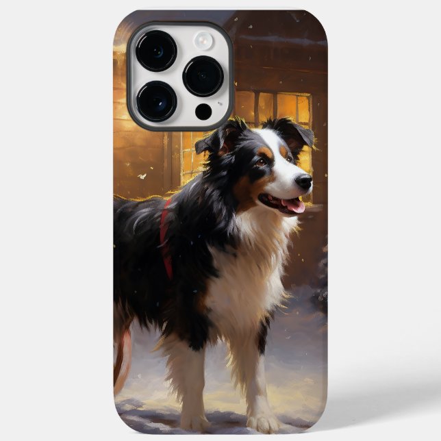 Coques Case-Mate iPhone Frontière Collie Festive de Noël (Verso)