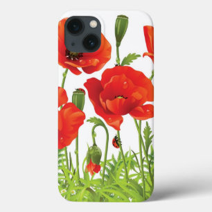 Coques Pour iPhone Frontière horizontale avec le pavot rouge