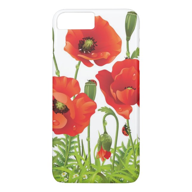 Coques Case-Mate iPhone Frontière horizontale avec le pavot rouge (Dos)