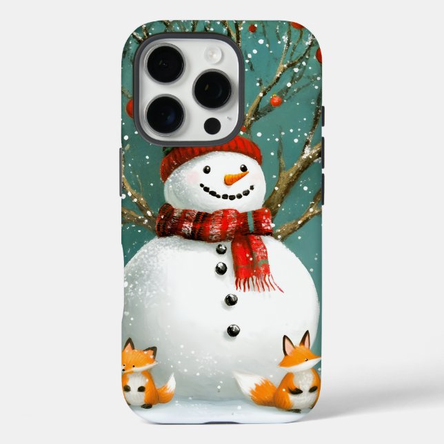 Coques Case-Mate iPhone Frosty Winter Whimsical Snowman Fox Wonderland (Verso)