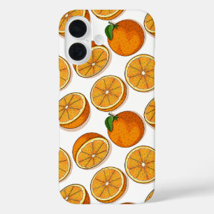 Coque Pour iPhone 16 Fruit Orange frais Citrus Motif sans joint