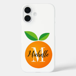 Coque Pour iPhone 16 Fruit orange frais personnalisé monogramme iPhone 