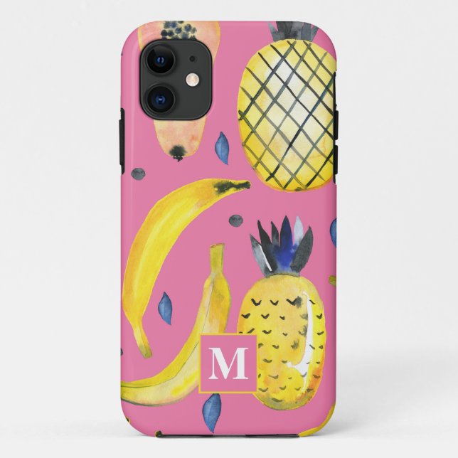 Coques Case-Mate iPhone Fruité mignonne et colorée Banana Papaya & ananas (Dos)