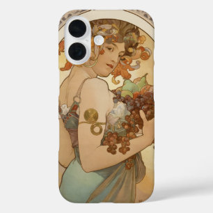 Coque Pour iPhone 16 Fruits d'Alphonse Mucha, Art Nouveau Vintage