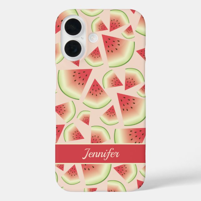 Coques Case-Mate iPhone Fruits de pastèque Motif et nom personnalisé (Verso)