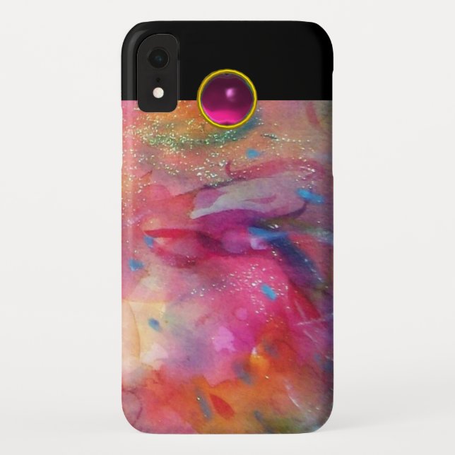 Coques Case-Mate iPhone FUCHSIA BLEU ABSTRAIT Améthyste rose Gemstone (Dos)