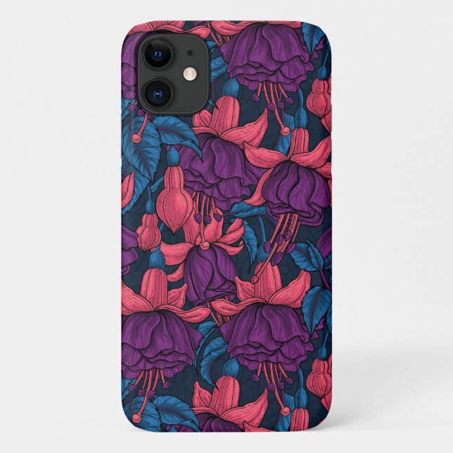 Coques Case-Mate iPhone Fuchsia en bleu et violet (Dos)