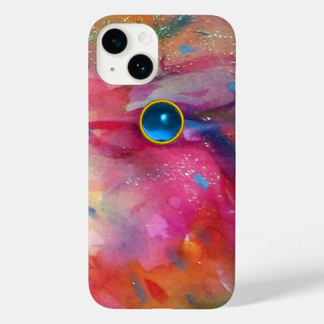 Coques Case-Mate iPhone FUCHSIA ROSE ABSTRAITE pierre saphir bleu (Verso)