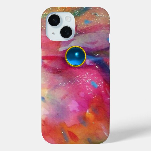 Coques Case-Mate iPhone FUCHSIA ROSE ABSTRAITE pierre saphir bleu (Verso)