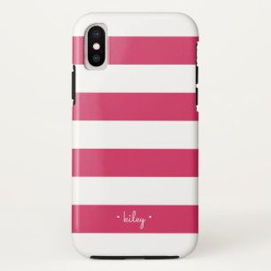 Case-Mate iPhone Case Fuchsia rose & blanc bande personnalisée