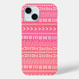 Coque Pour iPhone 15 Fuchsia Rose Boho Stripes Motif mignon
