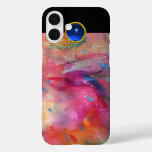 Coques iPhone 16 Plus FUCHSIE ROSE ABSTRAITE pierre saphir bleu