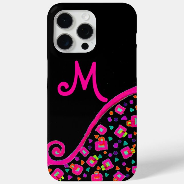 COQUES Case-Mate iPhone FUCHSIE ROSE NOIR DÉCO MONOGRAM ABSTRAIT (Verso)
