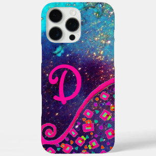 COQUES iPhone 16 PRO MAX FUCHSIE ROSE TURQUOISE BLEU ABSTRAIT DÉCO MONOGRAM