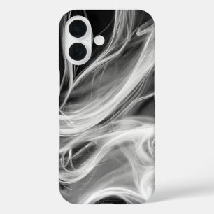 Coque Pour iPhone 16 Fumée blanche sur noir