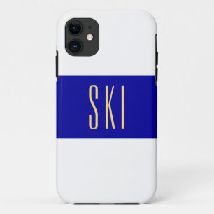 Case-Mate iPhone Case Fun Bright Winter White Royal Blue Tall SKI Text