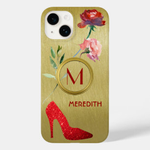 Coque Pour iPhone 14 Fun Glam Elegant Floral Monogramme Nom