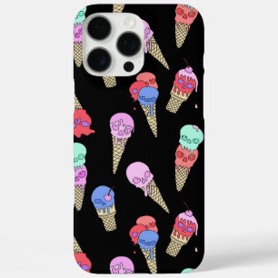 Coques iPhone 16 Pro Max Fun Melty Summer Goth Crâne glace crème pastel noi