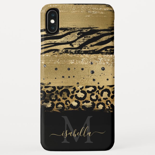 Coques Case-Mate iPhone Fun Moderne Parties scintillant Or Script Monogram (Dos)