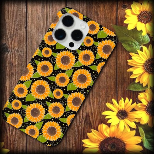 Coques Case-Mate iPhone Fun Sunflower Jaune Motif noir (Créateur téléchargé)