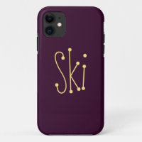 Fun Whimsical SKI Text Fun Deep Purple Arrière - p