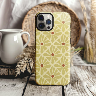 Coque Pour iPhone 14 Funky Boho Fleurs Dessinées À La Main Mustard Jaun