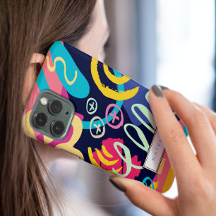 Coque Pour iPhone 15 Funky Gras Grâces Scribbles Motif Monogramme