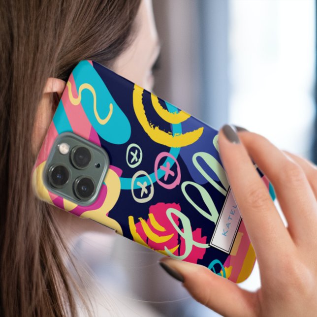 Coques Case-Mate iPhone Funky Gras Grâces Scribbles Motif Monogramme (Créateur téléchargé)