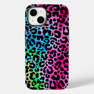 Coque Pour iPhone 14 Funky Neon Empreinte de léopard coloré