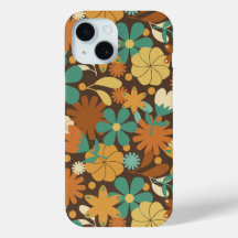 Funky Soixties puissance de fleur rétro en Brown