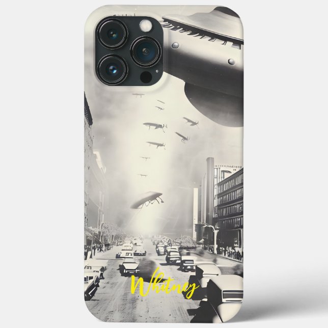 Coques Case-Mate iPhone Funny Alien Invasion Rtero Sci Fi movie Name (Verso)