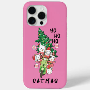 Coque iPhone 15 Pro Max Funny Cat Claus Joyeux Catmas