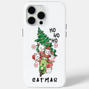 Coque iPhone 15 Pro Max Funny Cat Claus Joyeux Catmas