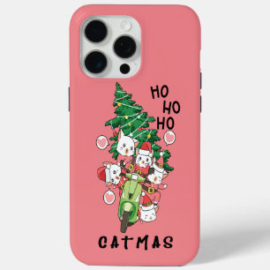 Coque iPhone 15 Pro Max Funny Cat Claus Joyeux Catmas