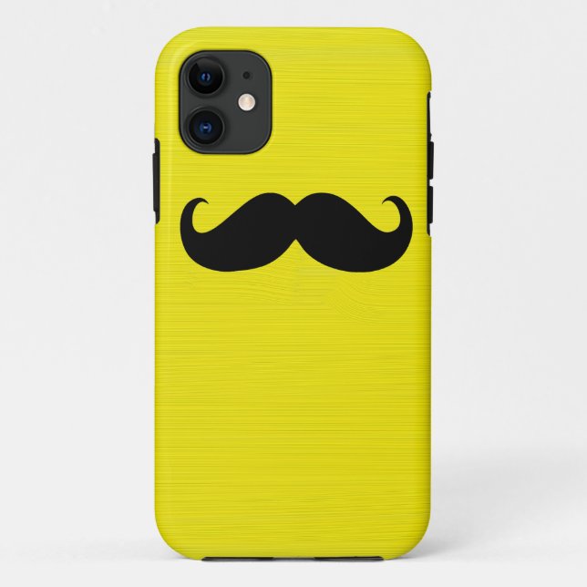 Coques Case-Mate iPhone Funny Mustache noire sur Arrière - plan jaune (Dos)